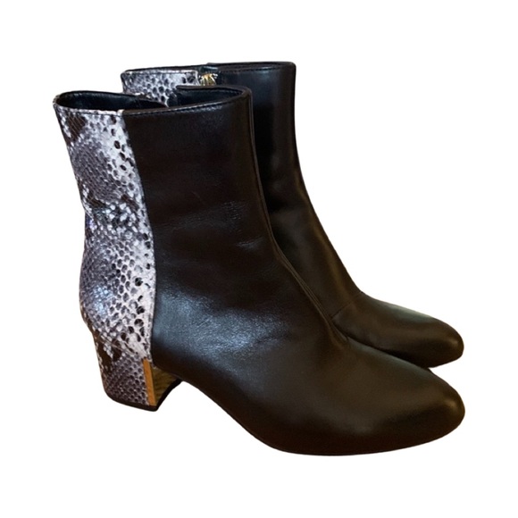 Judith Ripka Black And Reptile Leather Boot.  Valerie Size 7 1/2 M.  NWOT - Picture 2 of 8